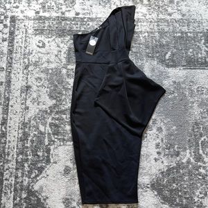 Asymmetrical BooHoo Black Mini Dress